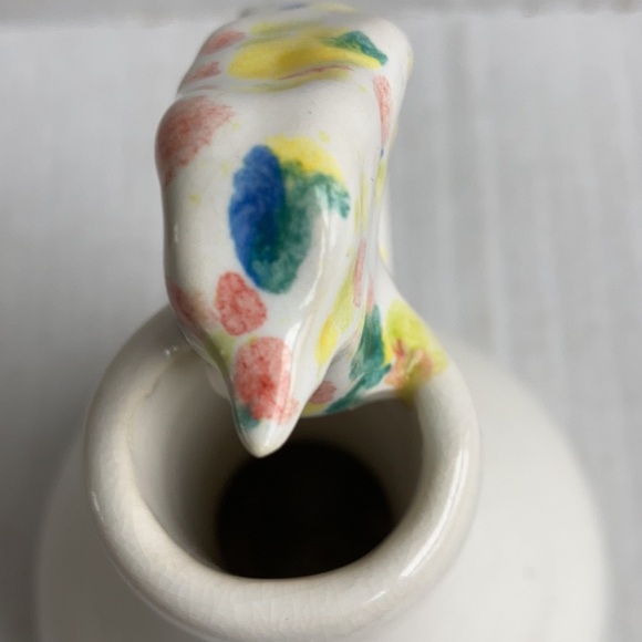Creamy white bird handle pottery vase pitcher - Picture 9 of 13